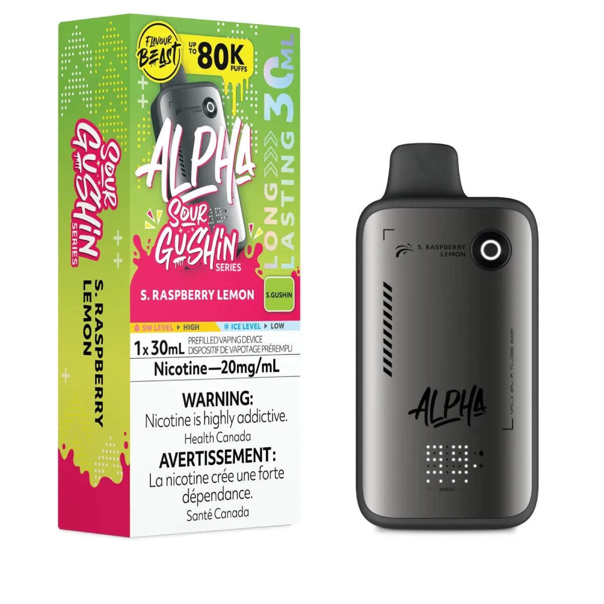 S. RASPBERRY LEMON - Flavour Beast Alpha 80K - 20MG - 4pc/Carton [ON]