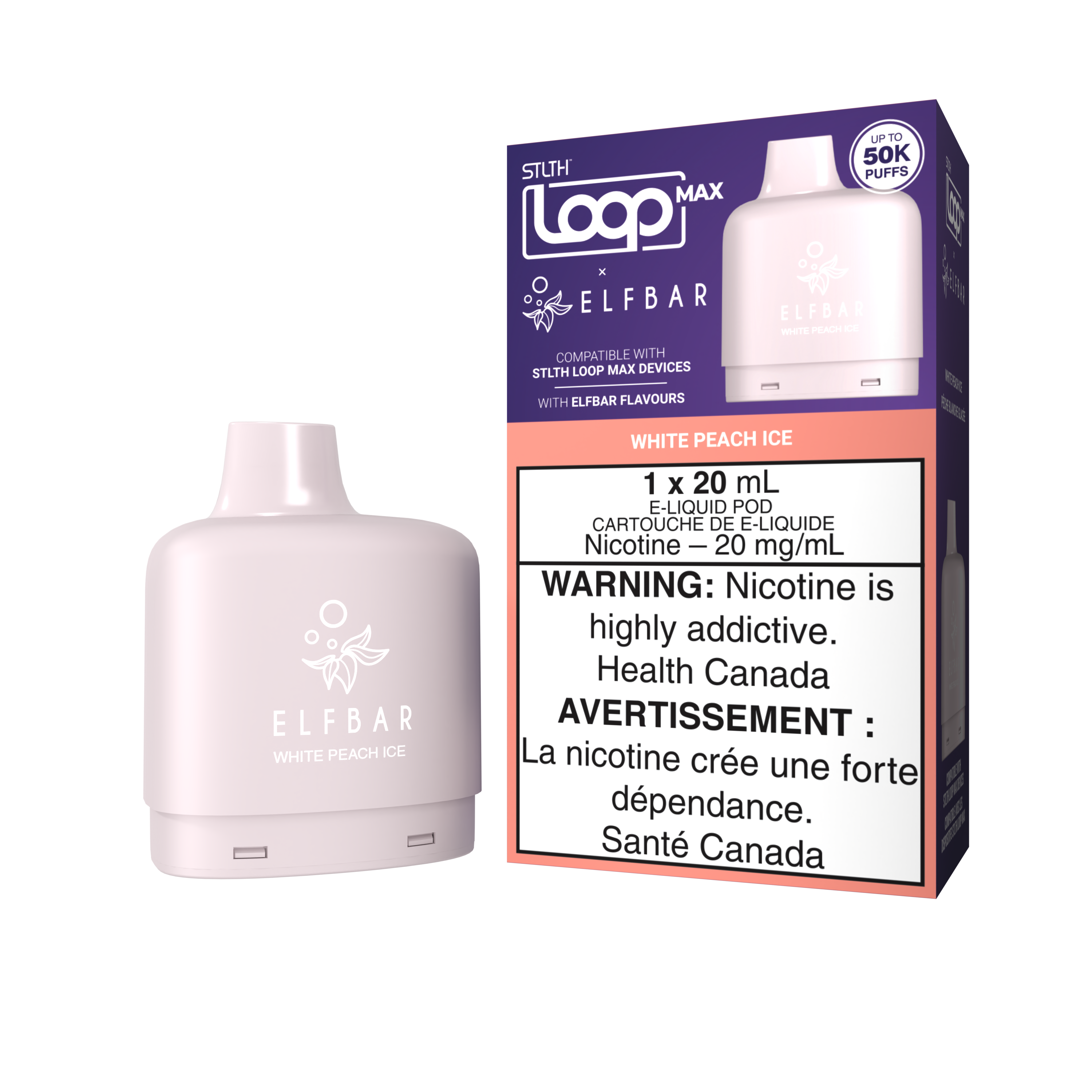 WHITE PEACH ICE - STLTH LOOP MAX x ELFBAR - POD PACK (4PCS/CTN) [ON]