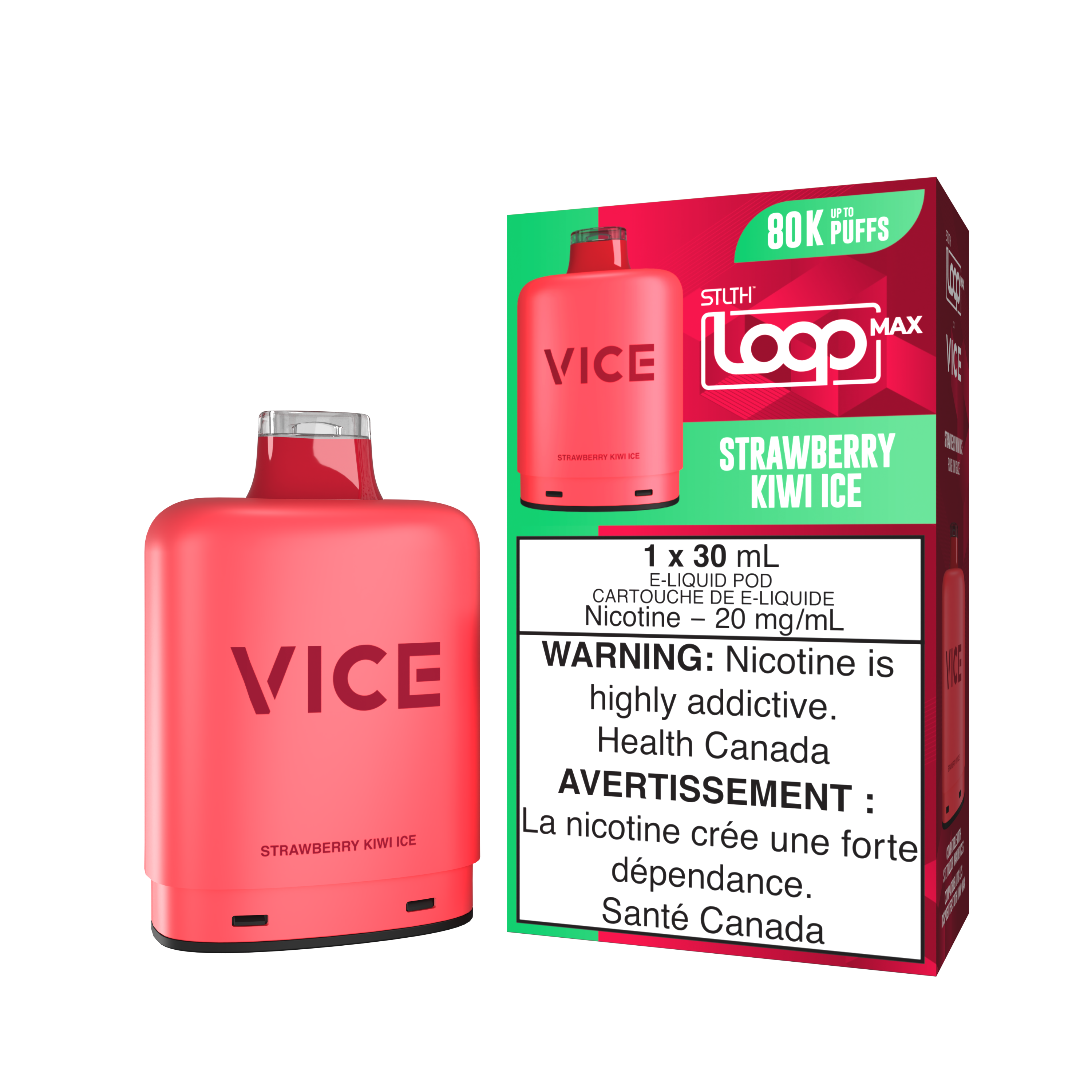 STRAWBERRY KIWI ICE - STLTH LOOP MAX x VICE - 80K POD PACK (4PCS/CTN) [ON]