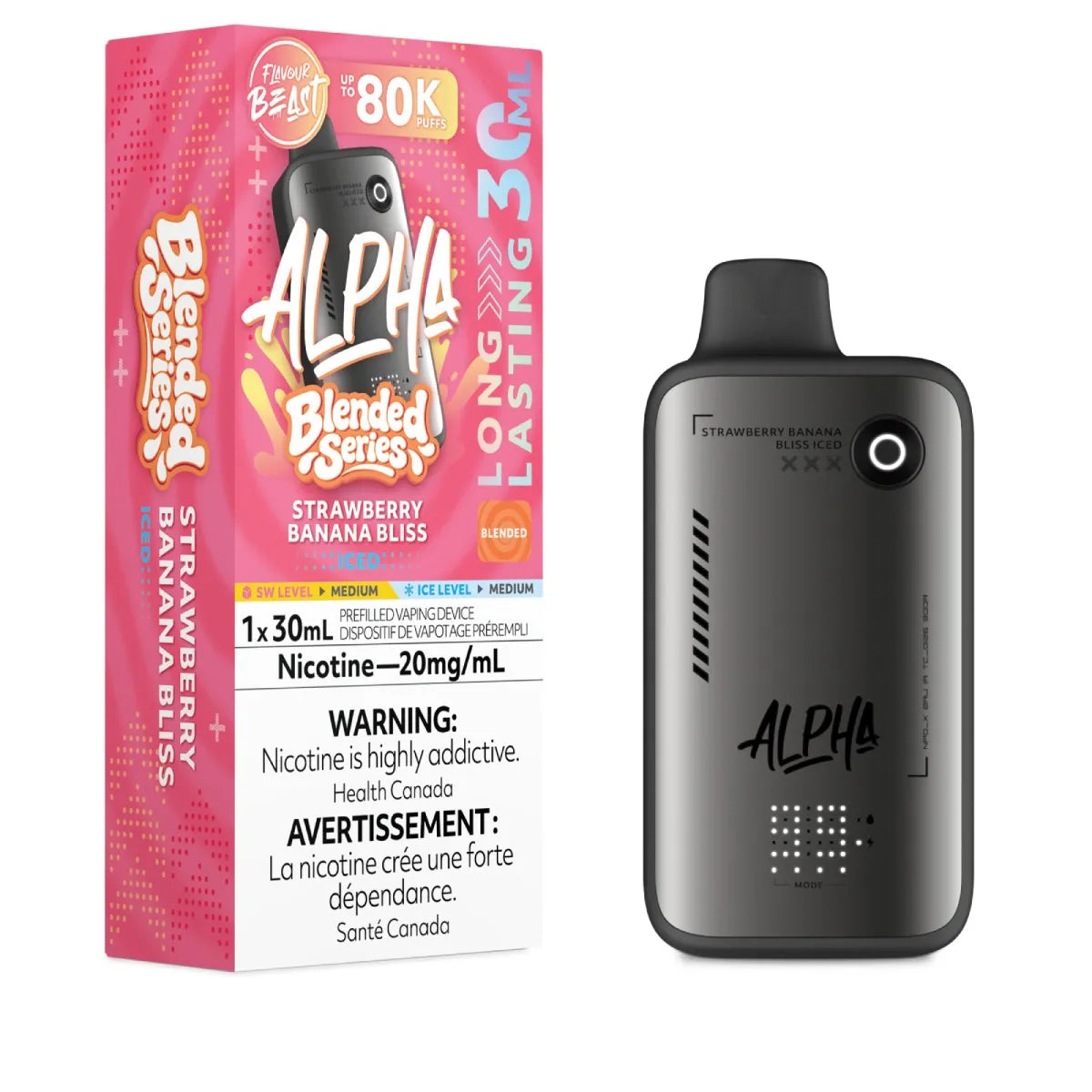 STRAWBERRY BANANA BLISS - Flavour Beast Alpha 80K - 20MG - 4pc/Carton [ON]