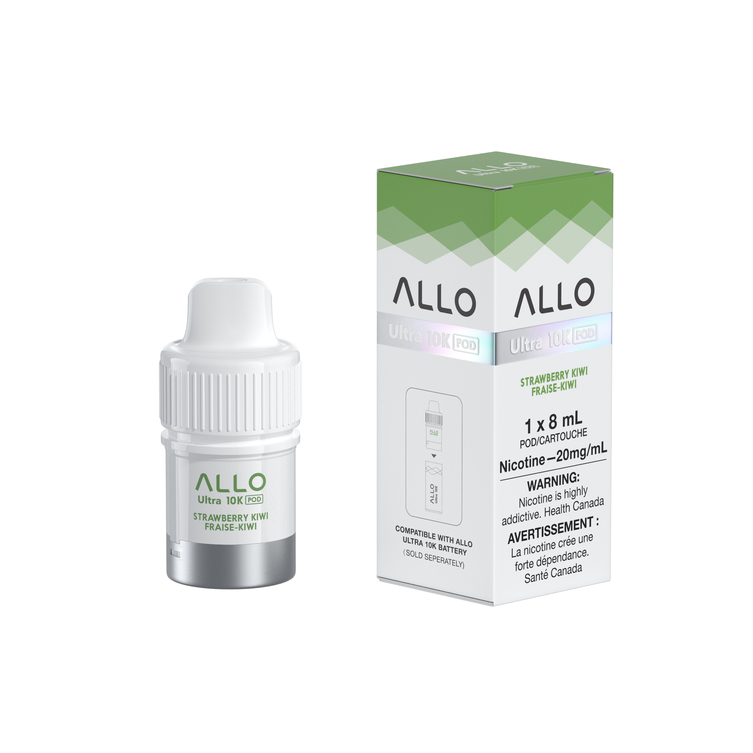 STRAWBERRY KIWI - Allo Ultra 10K Puffs Pre-Filled Pods - 6ct - [ON]