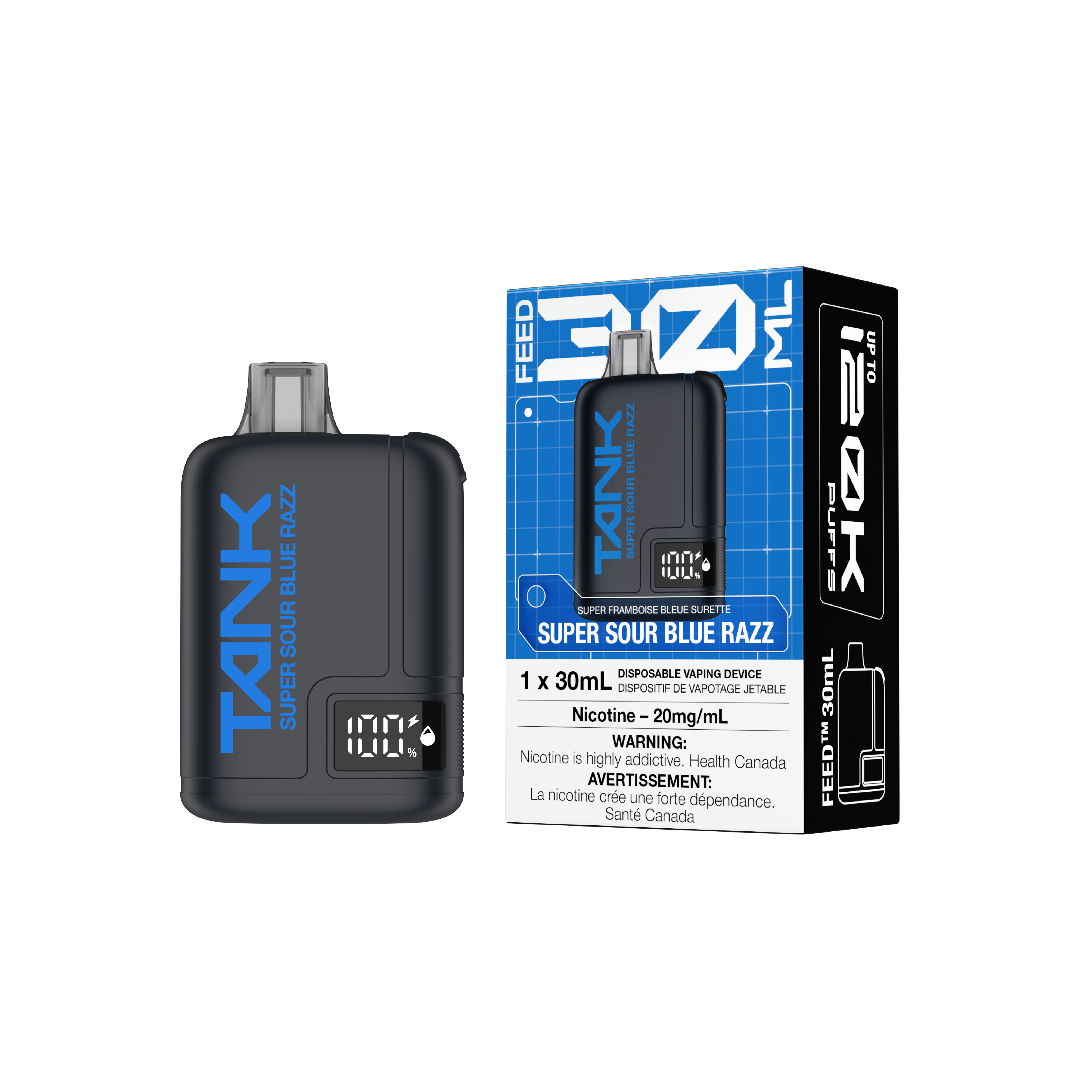 SUPER SOUR BLUE RAZZ - FEED Tank 120K Disposable Vape - 4ct - [ON]