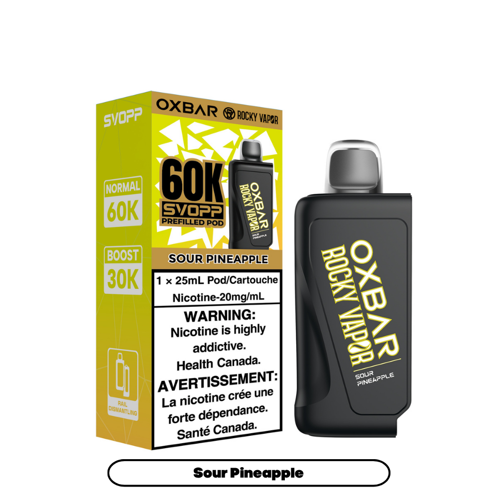 Sour Pineapple - SVOPP Rocky Vapor Oxbar 60K - 4/pk [ON]