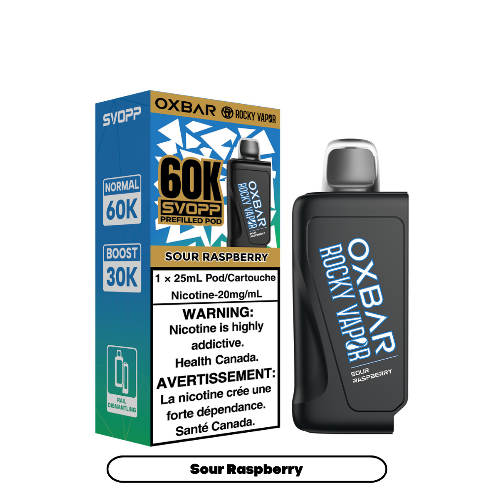 Sour Raspberry - SVOPP Rocky Vapor Oxbar 60K - 4/pk [ON]