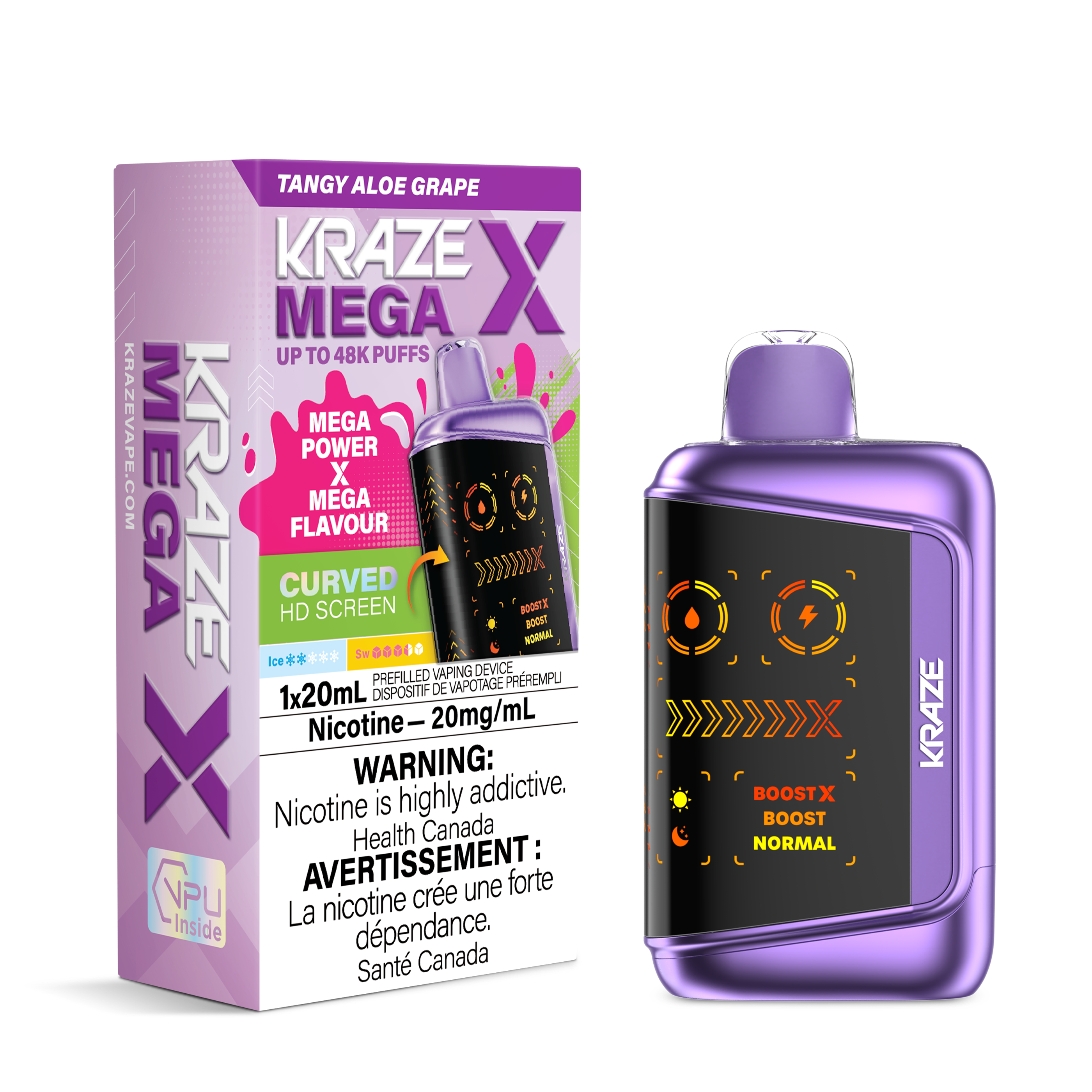 TANGY ALOE GRAPE - Kraze Mega X 48k - 4pc/Carton [ON]