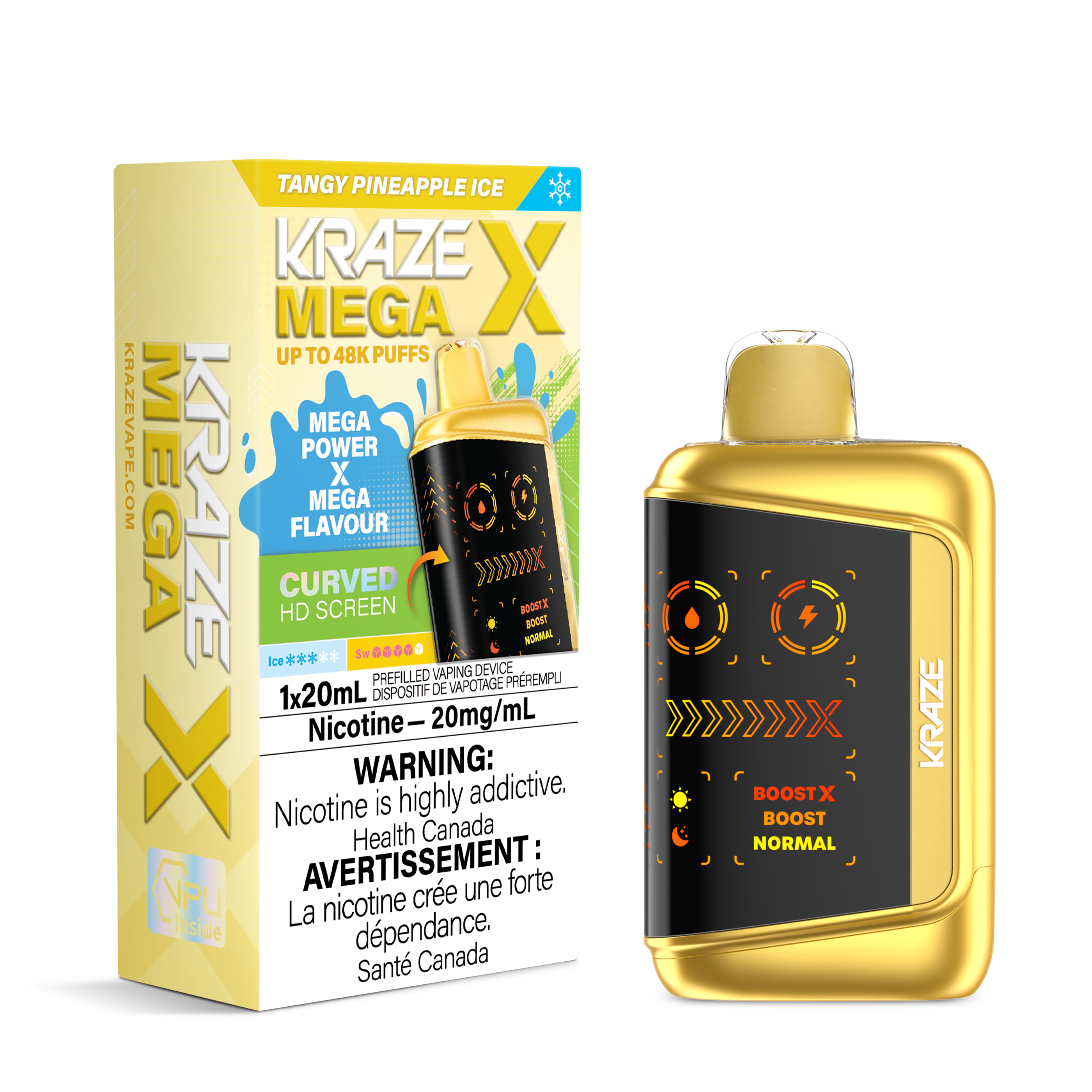TANGY PINEAPPLE ICE - Kraze Mega X 48k - 4pc/Carton [ON]