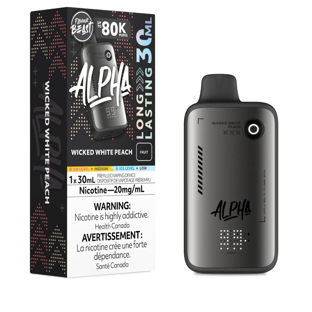 WICKED WHITE PEACH - Flavour Beast Alpha 80K - 20MG - 4pc/Carton [ON]
