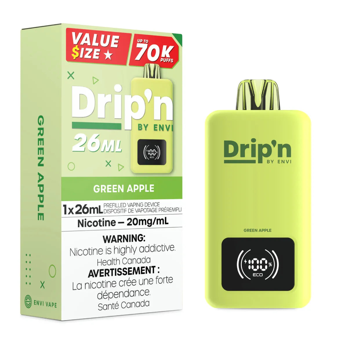 Green Apple - Drip'n by Envi 26ml Disposable - 5pc/Carton [ON]