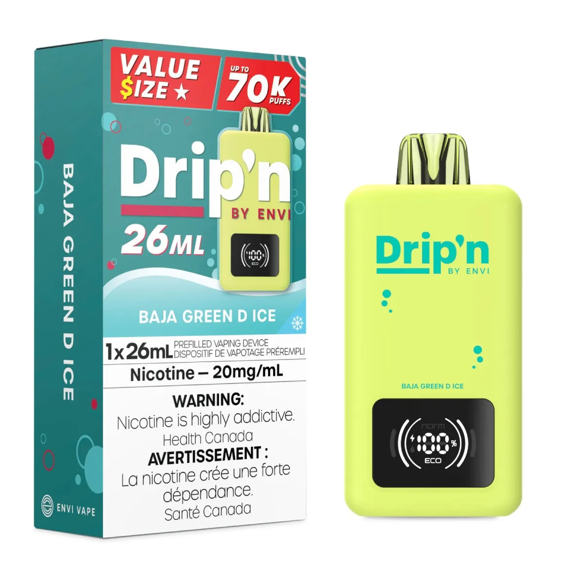 Baja Green D Ice - Drip'n by Envi 26ml Disposable - 5pc/Carton [ON]