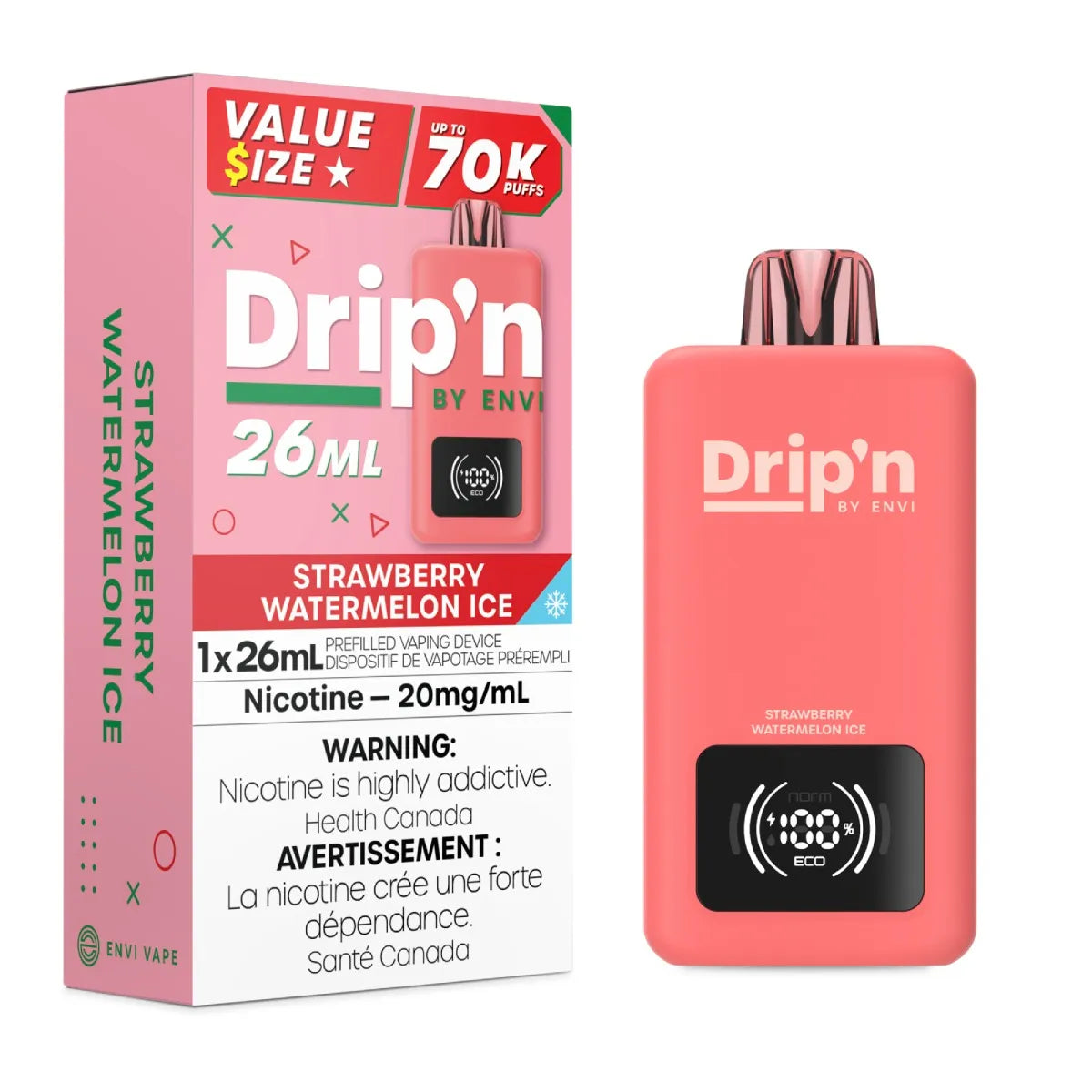 Strawberry Watermelon Ice - Drip'n by Envi 26ml Disposable - 5pc/Carton [ON]