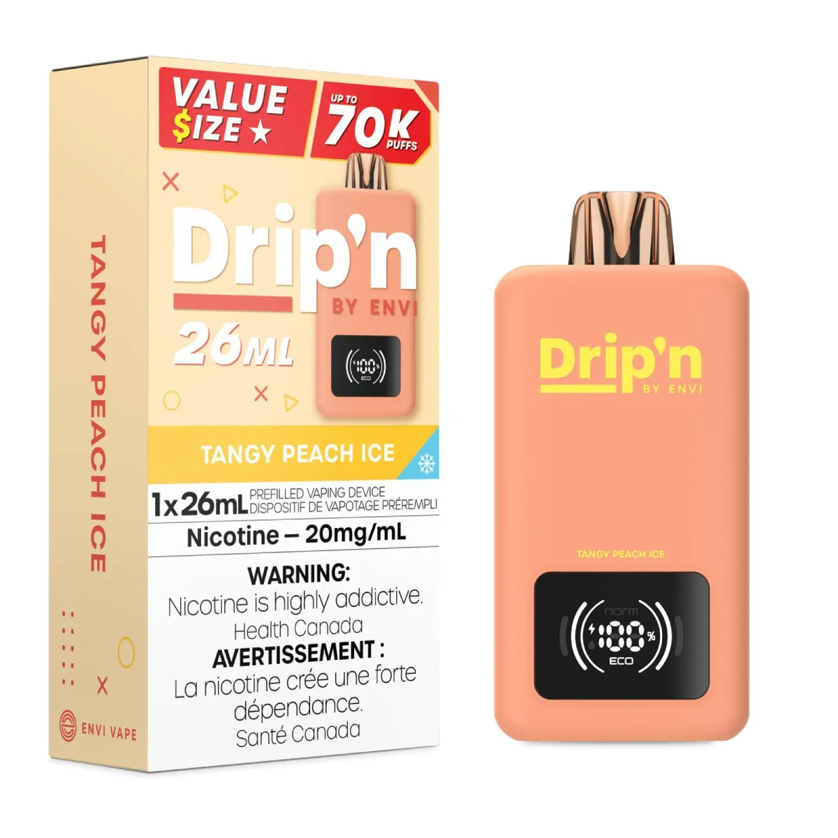 Tangy Peach Ice - Drip'n by Envi 26ml Disposable - 5pc/Carton [ON]