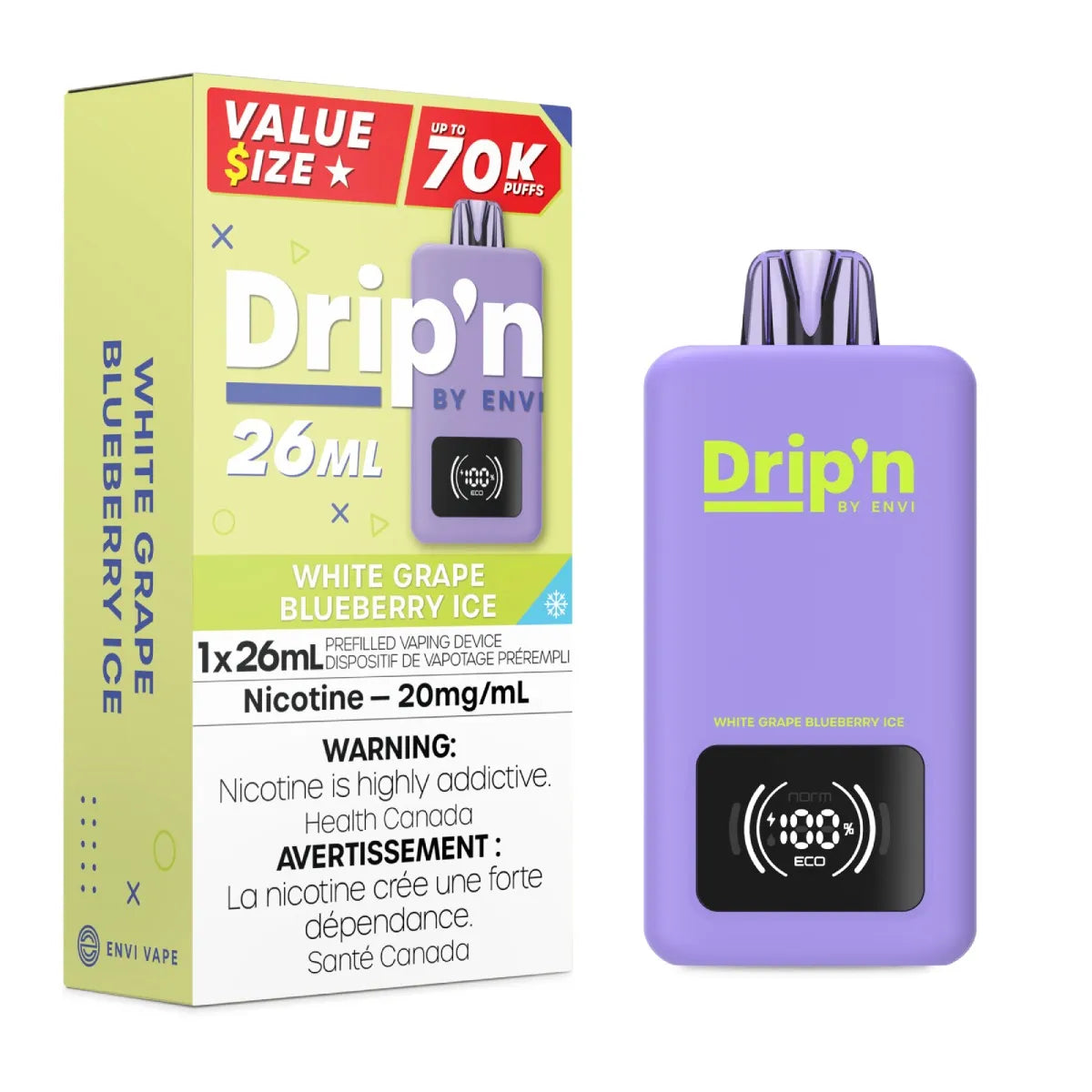 White Grape Blueberry Ice - Drip'n by Envi 26ml Disposable - 5pc/Carton [ON]