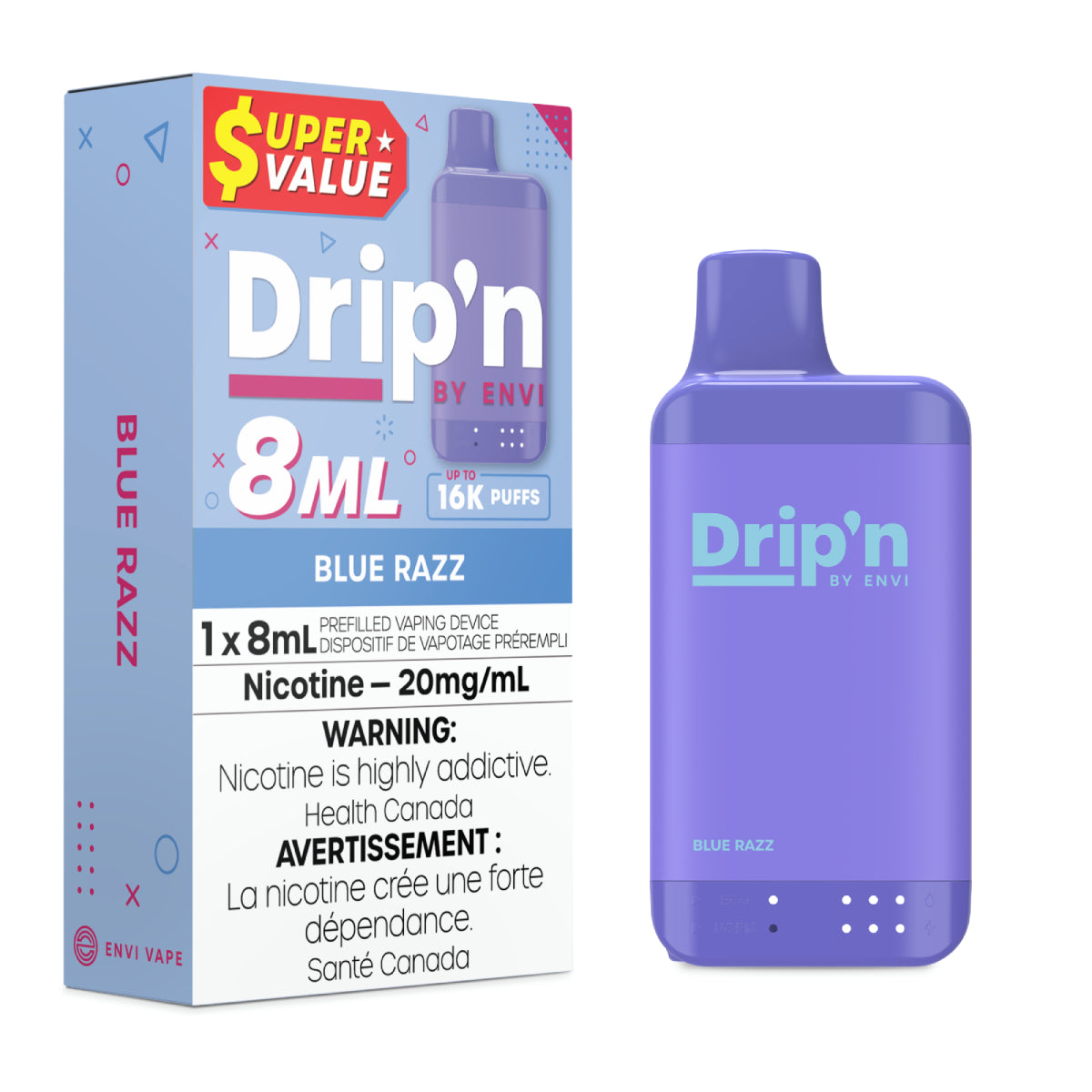 Blue Razz - Drip'n by Envi 8mL - 16K Disposable - 5/PK [ON]