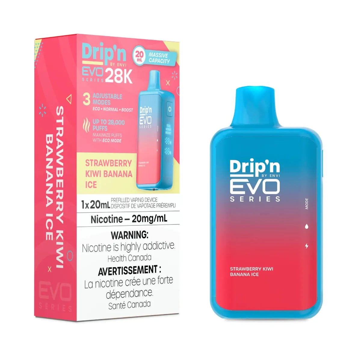 Strawberry Kiwi Banana Ice - Drip'n by Envi EVO Series 28K Disposable - 5pc/Carton [ON]