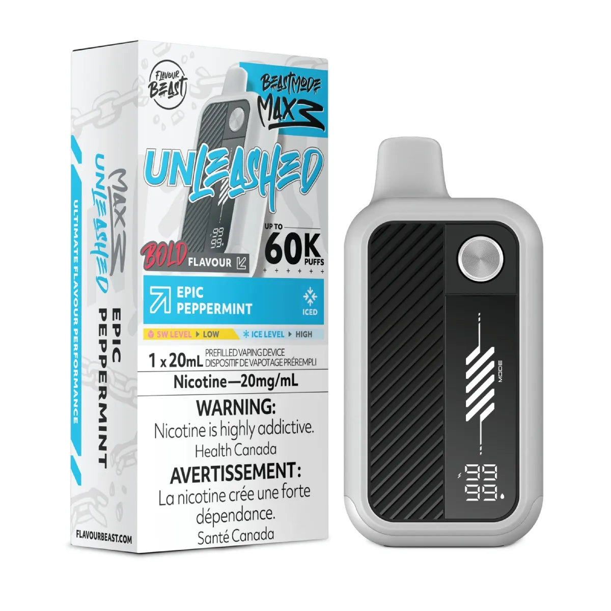 Epic Peppermint Iced - Flavour  Beast Mode Max 3 Unleashed - 20MG - 4pc/Carton [Ontario]