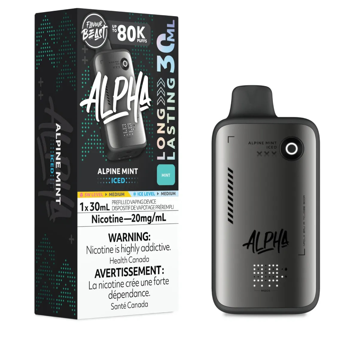 ALPINE MINT ICED - Flavour Beast Alpha 80K - 20MG - 4pc/Carton [ON]
