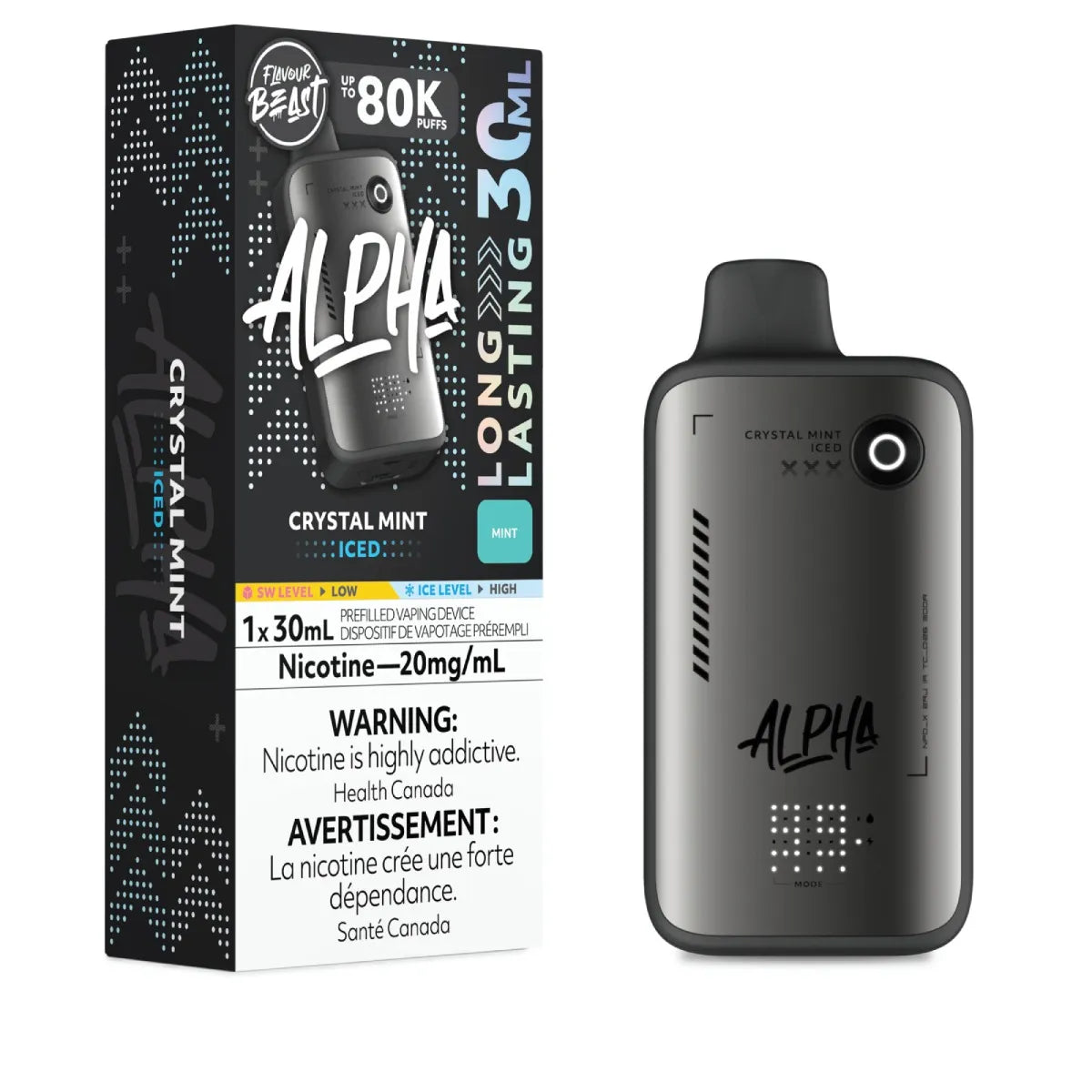 CRYSTAL MINT ICED - Flavour Beast Alpha 80K - 20MG - 4pc/Carton [ON]
