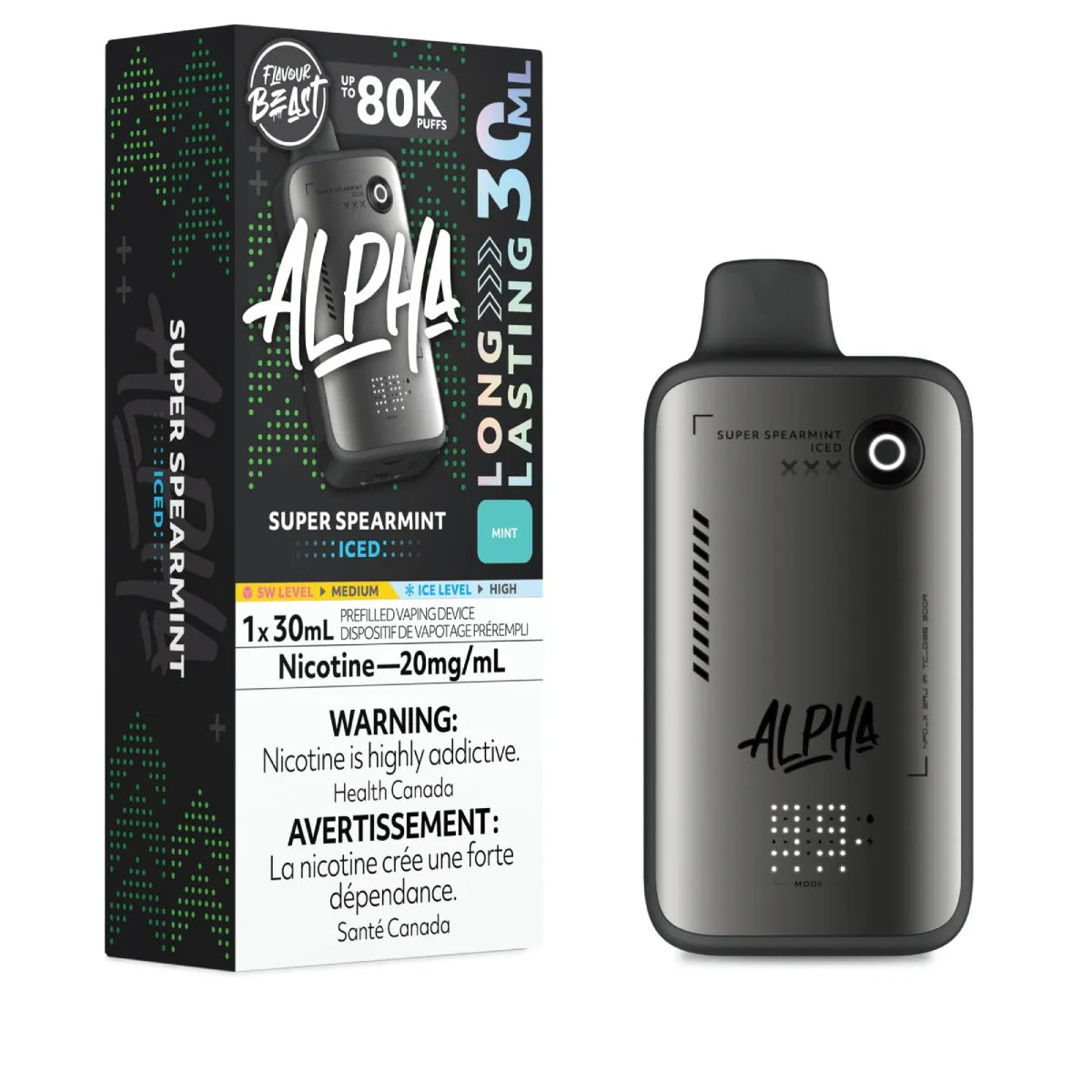 SUPER SPEARMINT ICED - Flavour Beast Alpha 80K - 20MG - 4pc/Carton [ON]