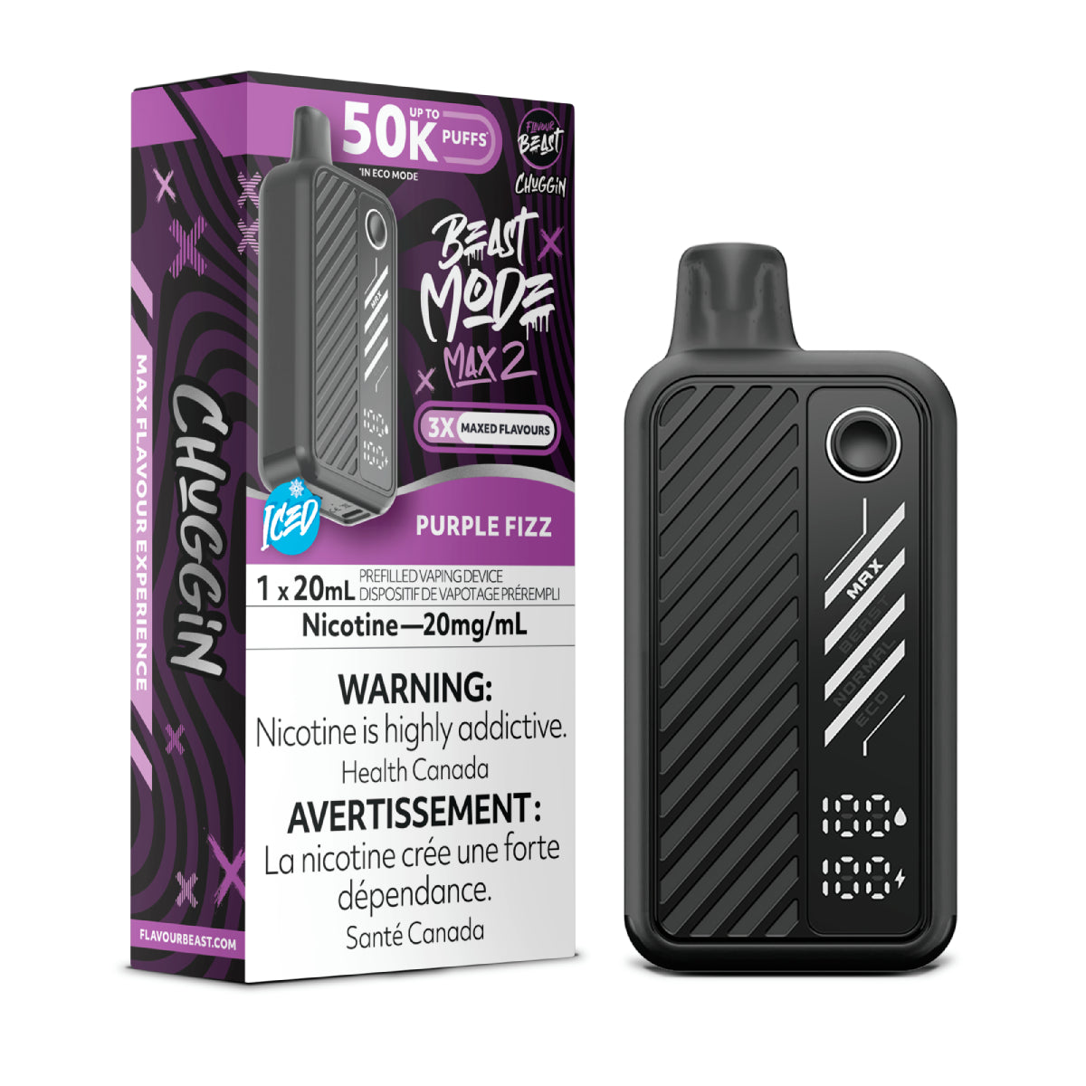 PURPLE FIZZ - Flavour Beast Mode Max 2 50K  - 20MG - 5pc/Carton