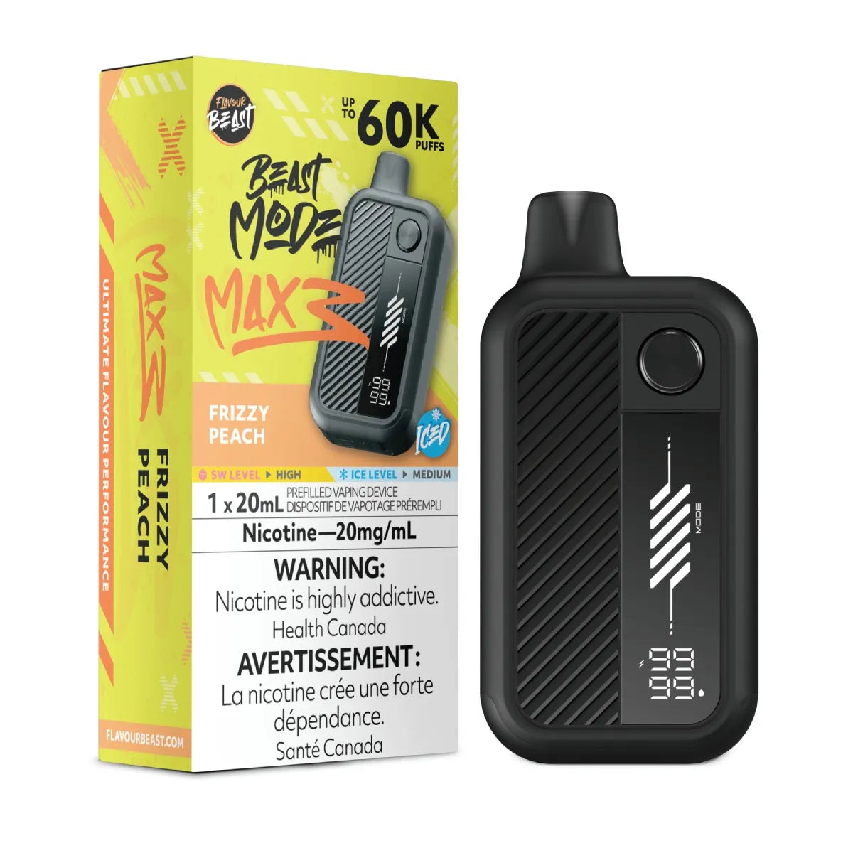 FRIZZY PEACH ICED - Flavour Beast Beast Mode Max 3 - 20MG - 4pc/Carton [Ontario]