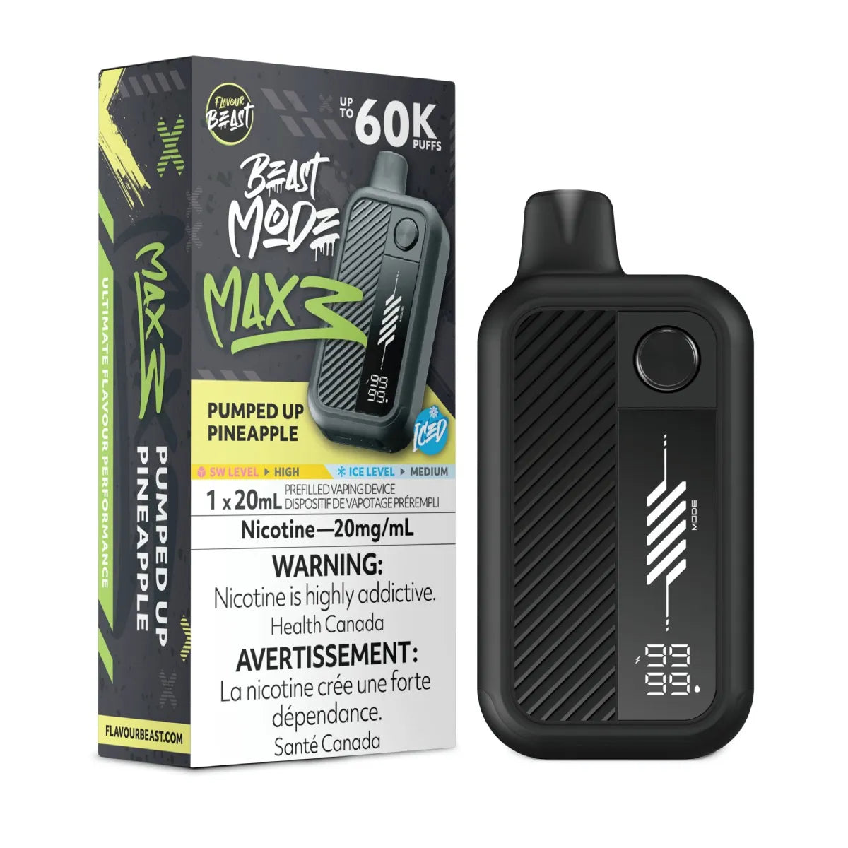 PUMPED UP PINEAPPLE ICED - Flavour Beast Beast Mode Max 3 - 20MG - 4pc/Carton [Ontario]
