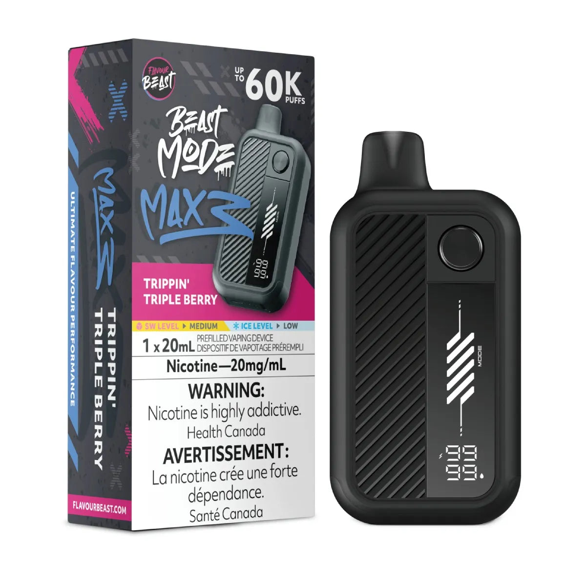 TRIPPIN TRIPLE BERRY - Flavour Beast Beast Mode Max 3 - 20MG - 4pc/Carton [Ontario]