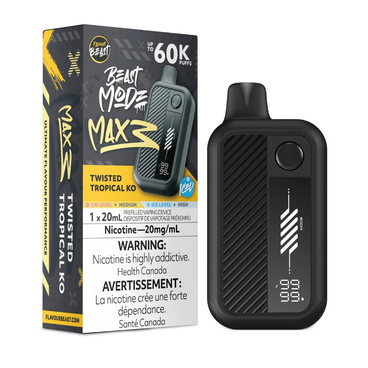 TWISTED TROPICAL KO ICED - Flavour Beast Beast Mode Max 3 - 20MG - 4pc/Carton [Ontario]