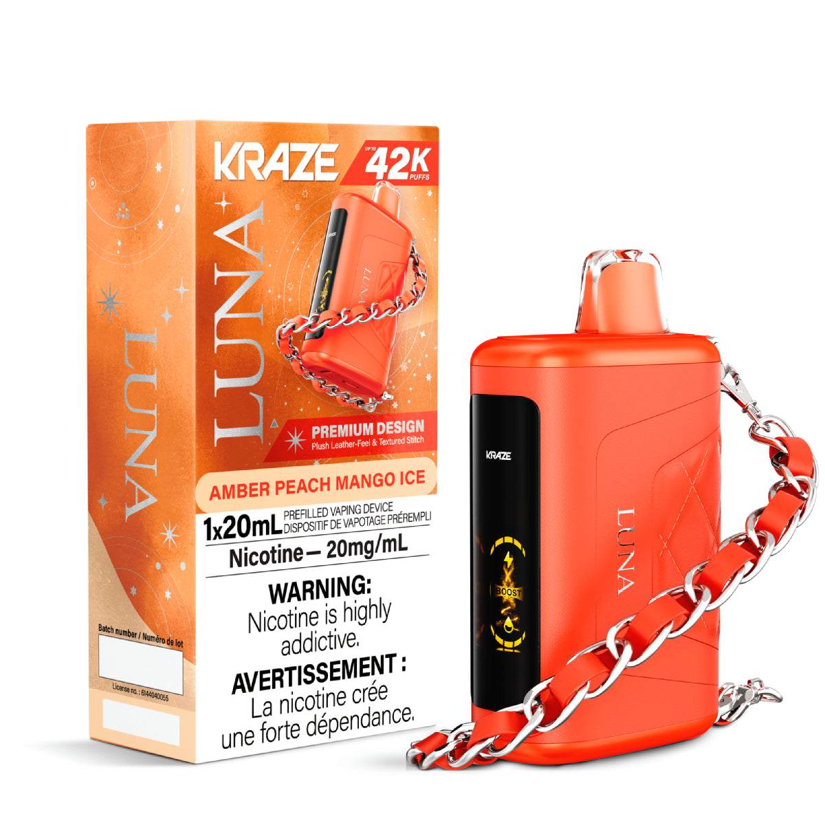 AMBER PEACH MANGO ICE - Kraze LUNA - 5pc/Carton [ON]