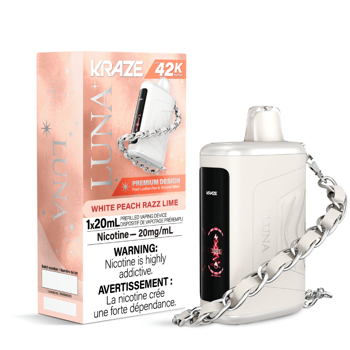 WHITE PEACH RAZZ LIME - Kraze LUNA - 5pc/Carton [ON]