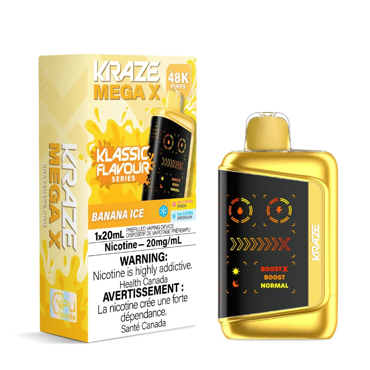 Banana Ice - Kraze Mega X Klassic 48k - 4pc/Carton [ON]