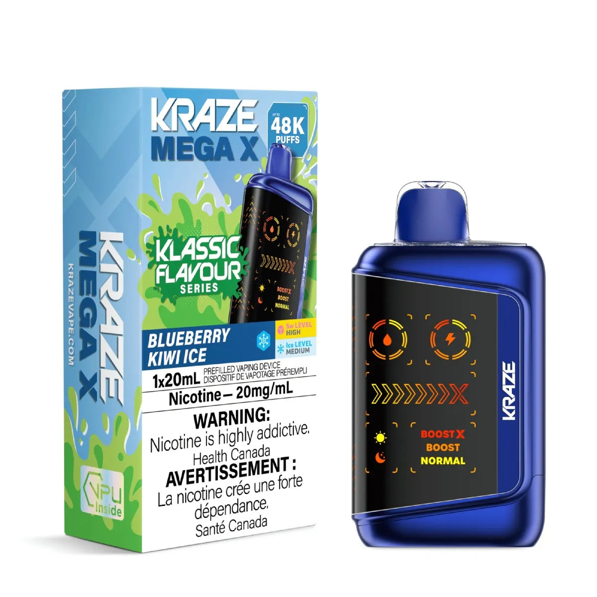 BLUEBERRY KIWI ICE - Kraze Mega X Klassic 48k - 4pc/Carton [ON]