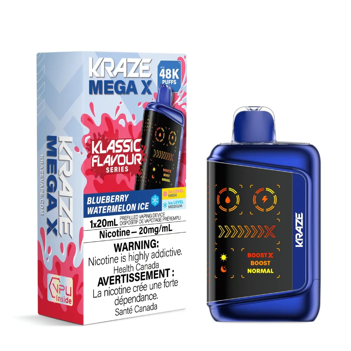 BLUEBERRY WATERMELON ICE - Kraze Mega X Klassic 48k - 4pc/Carton [ON]