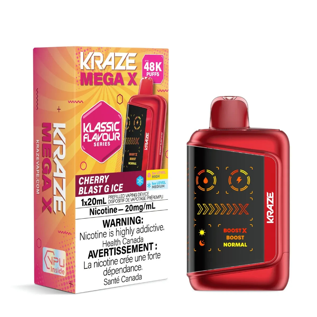 CHERRY BLAST G ICE - Kraze Mega X Klassic 48k - 4pc/Carton [ON]