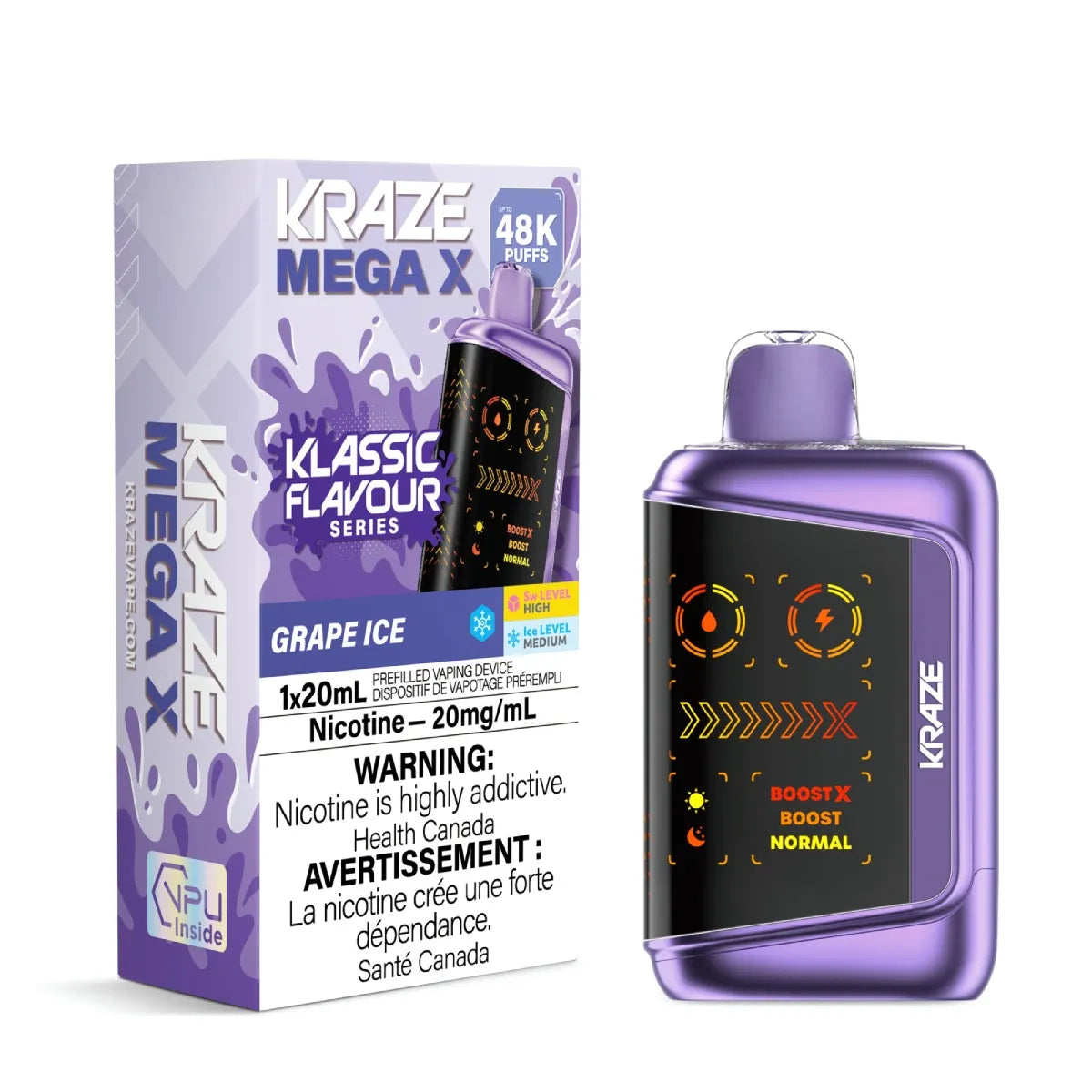 GRAPE ICE - Kraze Mega X Klassic 48k - 4pc/Carton [ON]