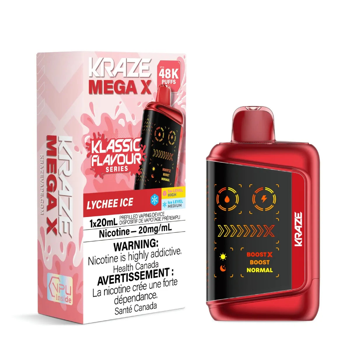 LYCHEE ICE - Kraze Mega X Klassic 48k - 4pc/Carton [ON]