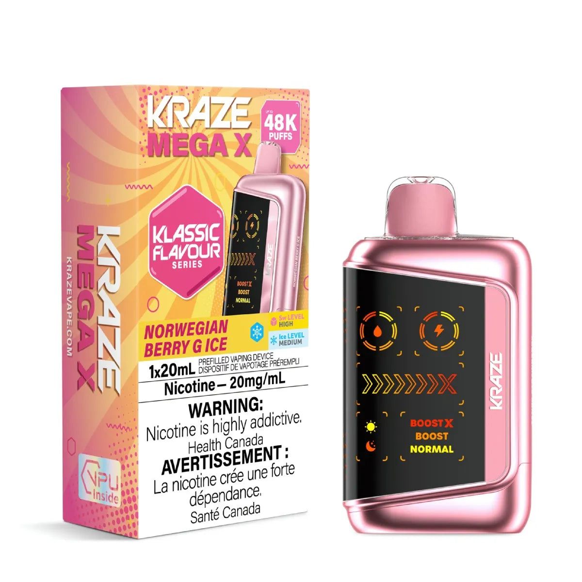 NORWEGIAN BERRY G ICE - Kraze Mega X Klassic 48k - 4pc/Carton [ON]