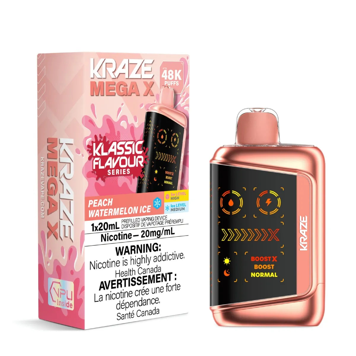 PEACH WATERMELON ICE - Kraze Mega X Klassic 48k - 4pc/Carton [ON]