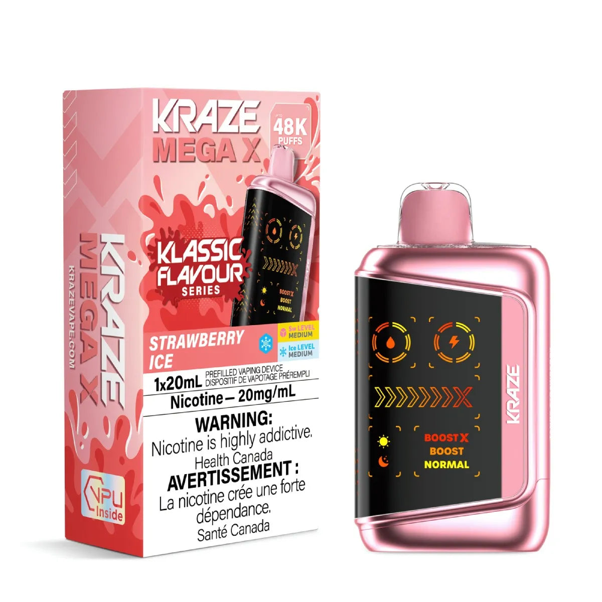 STRAWBERRY ICE - Kraze Mega X Klassic 48k - 4pc/Carton [ON]