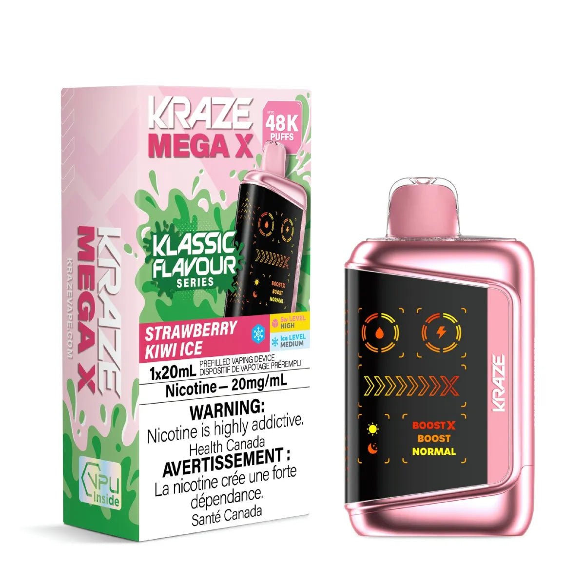 STRAWBERRY KIWI ICE - Kraze Mega X Klassic 48k - 4pc/Carton [ON]