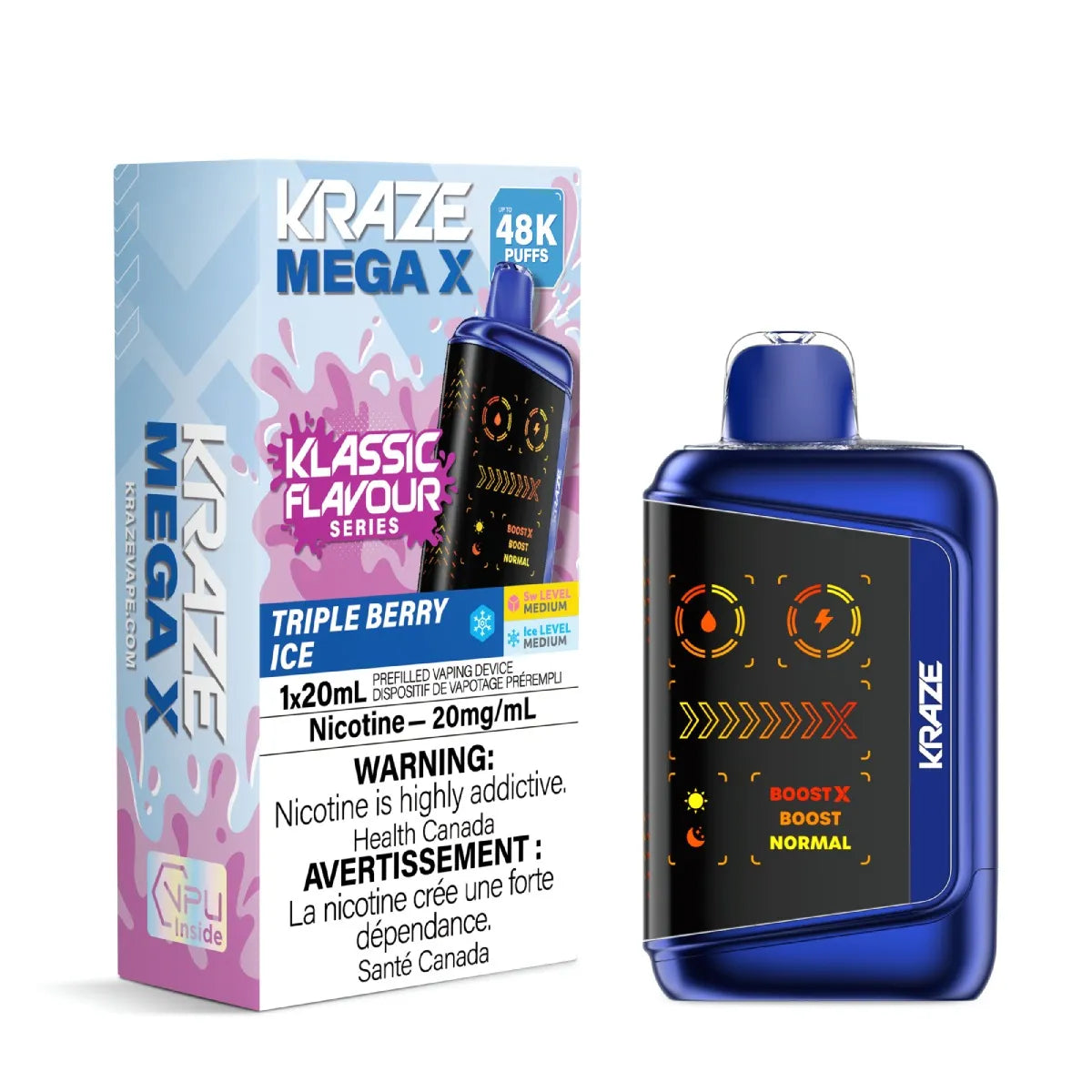 TRIPLE BERRY ICE - Kraze Mega X Klassic 48k - 4pc/Carton [ON]
