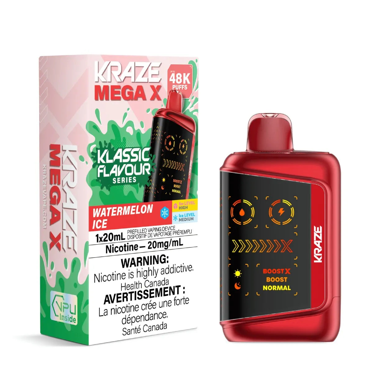 WATERMELON ICE - Kraze Mega X Klassic 48k - 4pc/Carton [ON]