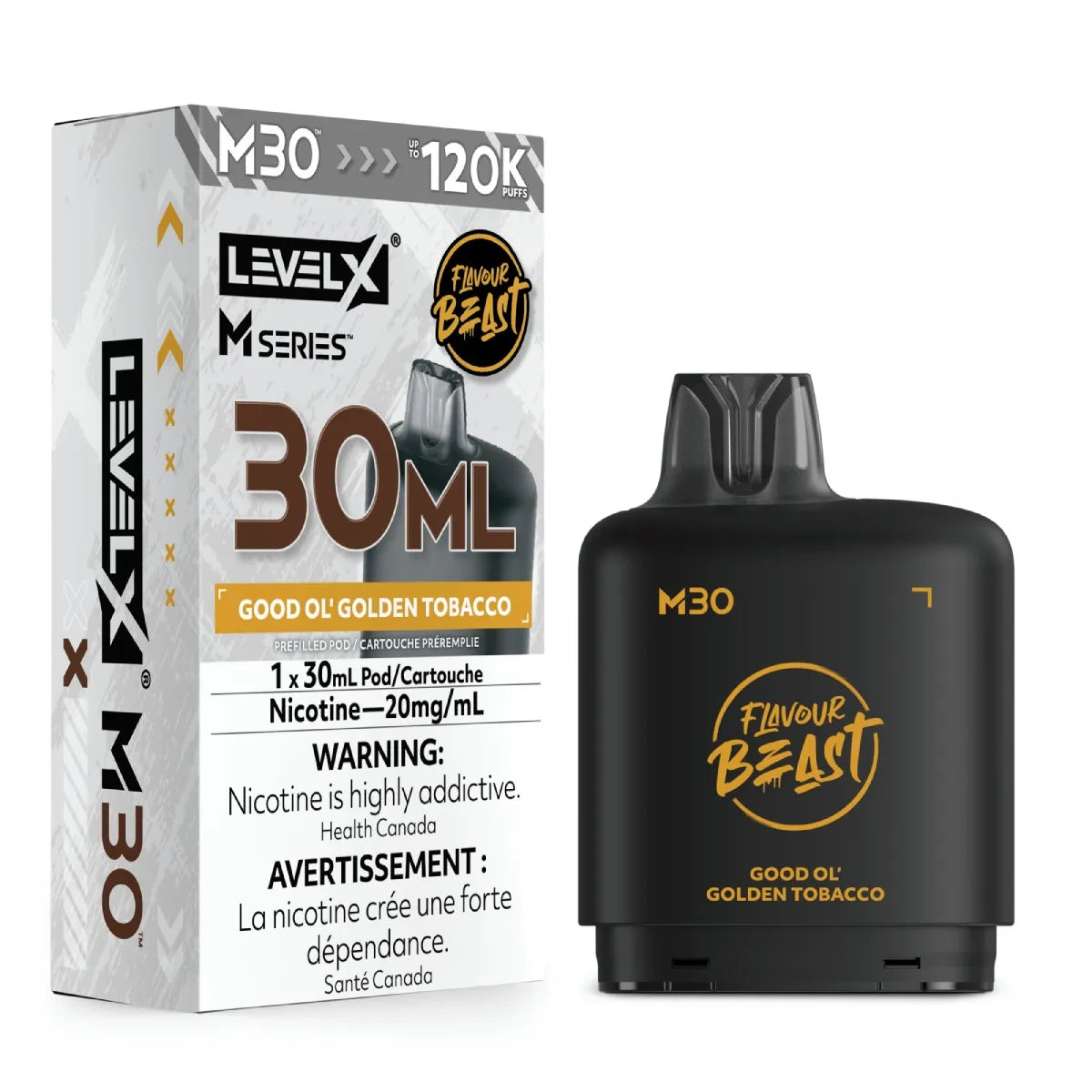 Good Ol' Golden Tobacco - Level X Flavour Beast M Series - 30ml Pods - 4pc/carton [ON]