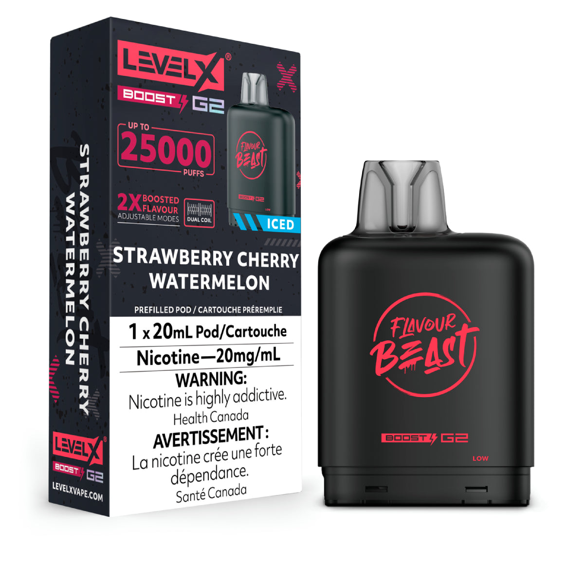 STRAWBERRY CHERRY WATERMELON - Level X Flavour Beast - Boost Pod 20mL - 6pc/Carton