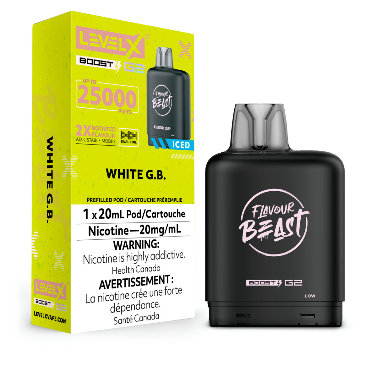 WHITE G.B. - Level X Flavour Beast - Boost Pod 20mL - 6pc/Carton