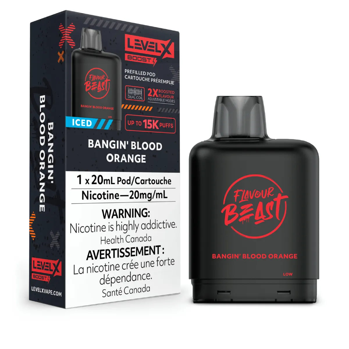 Bangin' Blood Orange Iced - Level X Flavour Beast Boost Pod 20mL - 6pc/Carton