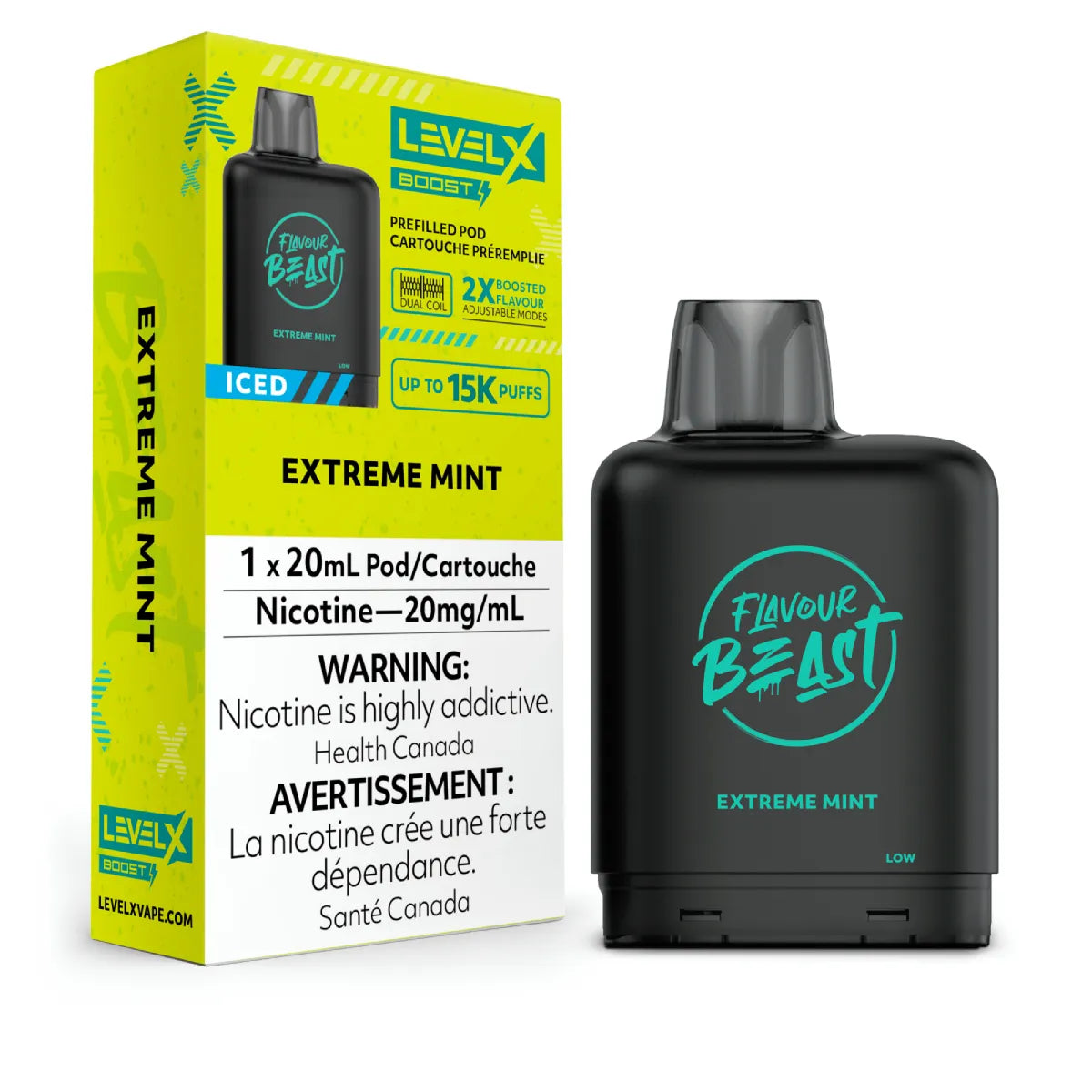 Extreme Mint Iced - Level X Flavour Beast Boost Pod 20mL - 6pc/Carton