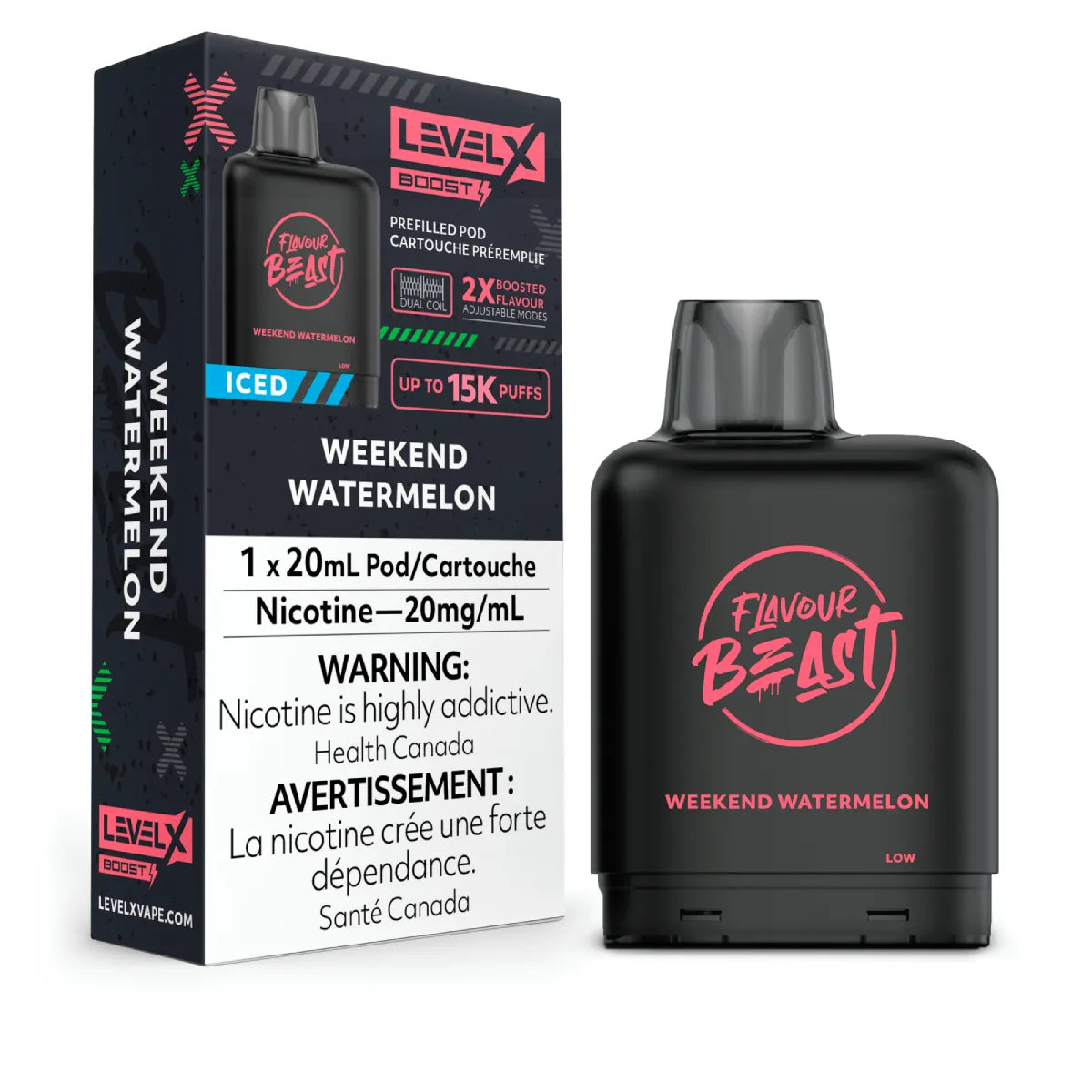 Weekend Watermelon Iced - Level X Flavour Beast Boost Pod 20mL - 6pc/Carton