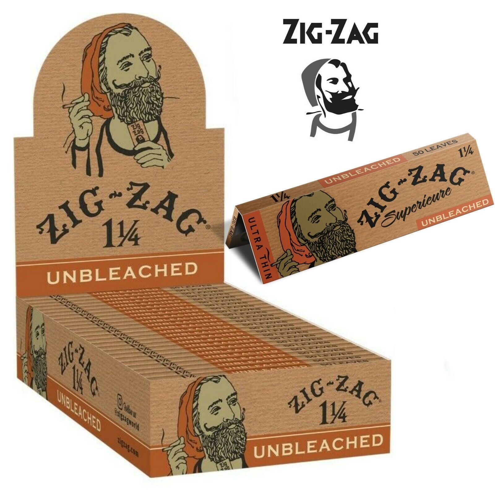 ZIG ZAG 1¼ - BROWN - Unbleached