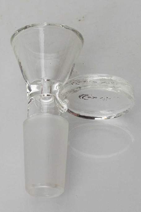Glass bowl with round handle