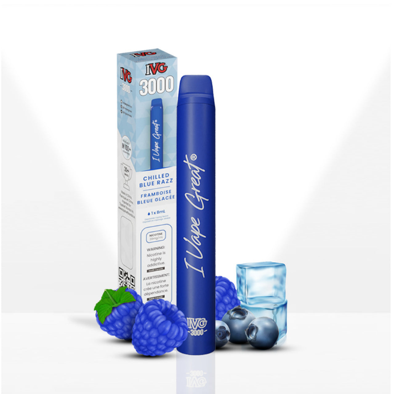 Chilled Blue Razz - IVG 3000 Puffs Disposable Vape - 6ct